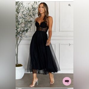 Hello Molly Black Lace Midi Dress